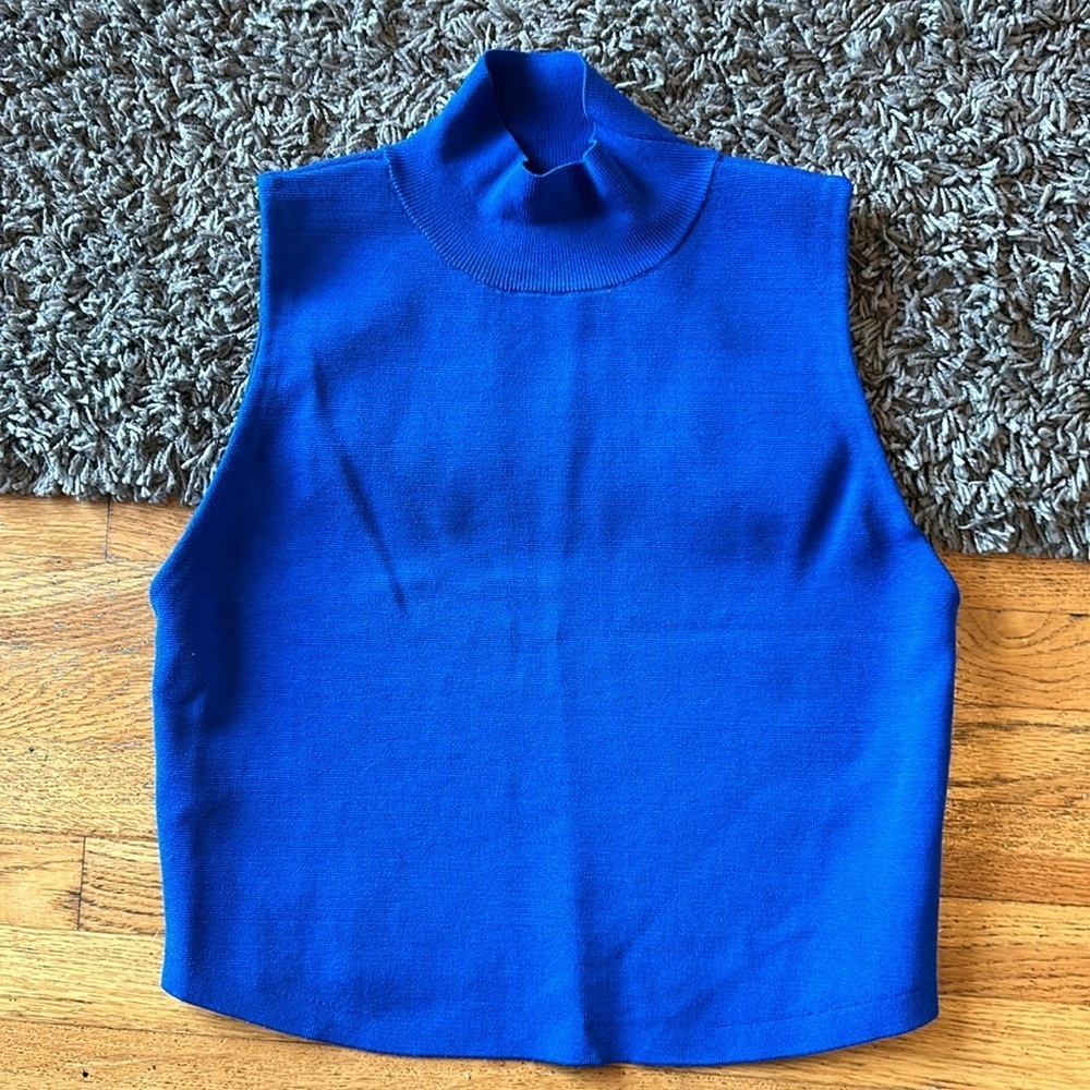 House Of Harlow 1960 Royal Blue Mock Neck Short Sleeve Top Size Large